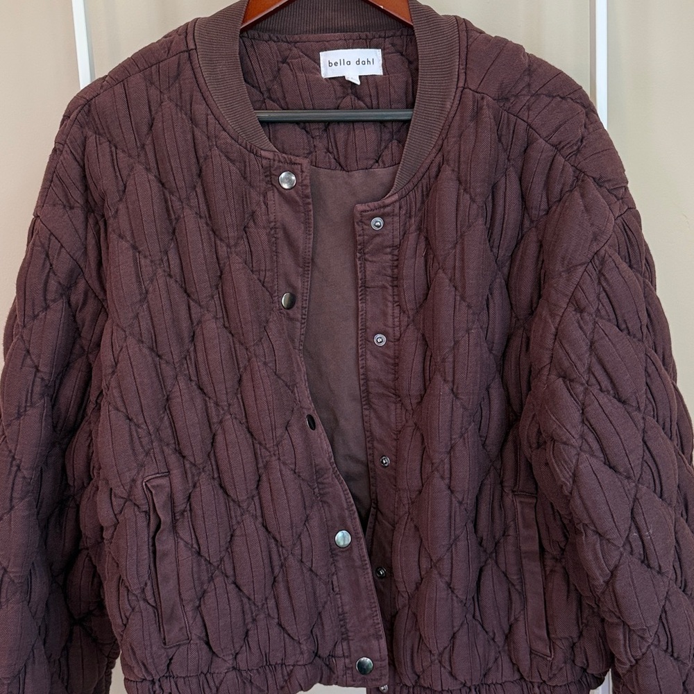 NWOT Bella Dahl French Roast Quilted Bomber Jacket - Picture 4 of 9